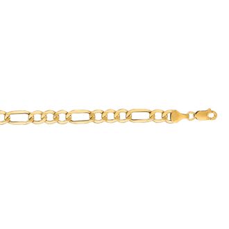 14 Karat Yellow Gold 6.5mm 18 Inch Diamond Cut Light Figaro Chain