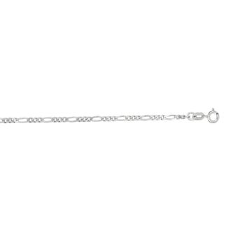 14 Karat White Gold 1.90mm 16 Inch Diamond Cut Classic Figaro Chain