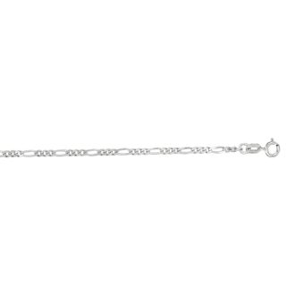 14 Karat White Gold 1.90mm 20 Inch Diamond Cut Classic Figaro Chain