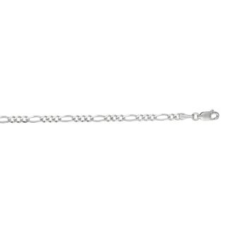 14 Karat White Gold 3.0mm 18 Inch Diamond Cut Classic Figaro Chain