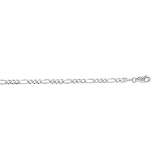 14 Karat White Gold 3.0mm 24 Inch Diamond Cut Classic Figaro Chain