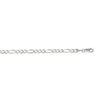 14 Karat White Gold 3.80mm 20 Inch Diamond Cut Classic Figaro Chain