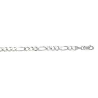 14 Karat White Gold 4.60mm 18 Inch Diamond Cut Classic Figaro Chain