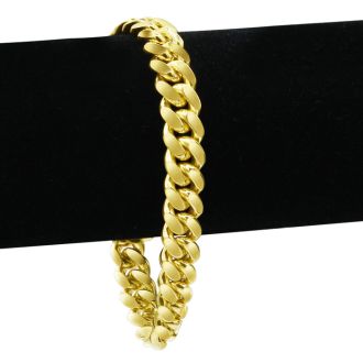 14 Karat Yellow Gold 5.40mm 8.50 Inch Light Miami Cuban Chain Bracelet