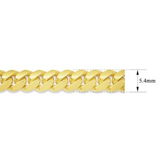 14 Karat Yellow Gold 5.40mm 20 Inch Light Miami Cuban Chain
