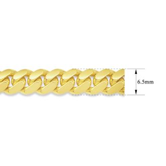 14 Karat Yellow Gold 6.50mm 8.50 Inch Light Miami Cuban Chain Bracelet