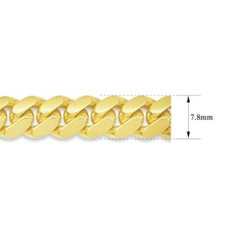 14 Karat Yellow Gold 7.80mm 8.50 Inch Light Miami Cuban Chain Bracelet