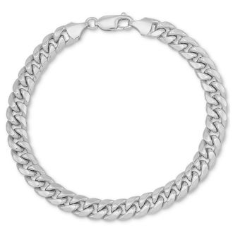 14 Karat White Gold 6.50mm 8.50 Inch Light Miami Cuban Chain Bracelet