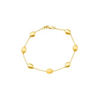 14 Karat Yellow Gold 7.25 Inch Shiny & Satin Finish Pebble Bracelet