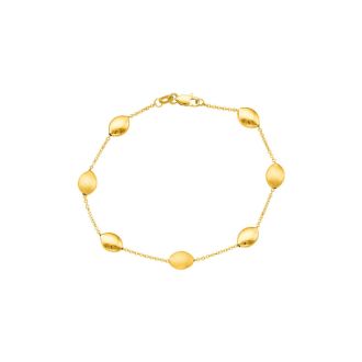 14 Karat Yellow Gold 7.25 Inch Shiny & Satin Finish Pebble Bracelet