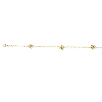 14 Karat Yellow Gold 7.25 Inch Shiny Loveknot Chain Bracelet
