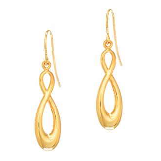 14 Karat Yellow Gold 1.25 Inch Shiny Infinity Drop Earrings
