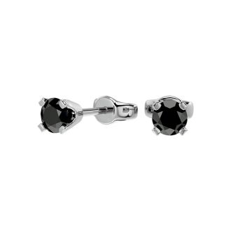 1/3ct Black Diamond Stud Earrings In White Gold