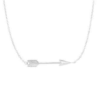 14 Karat White Gold 30mm 18 Inch Sideways Arrow Necklace