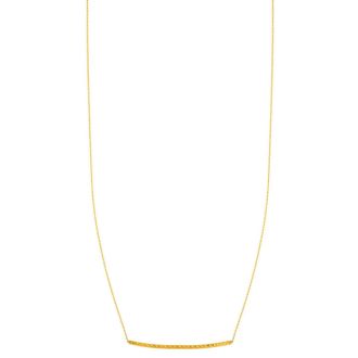14 Karat Yellow Gold 17 Inch Diamond-Cut Curved Bar Necklace