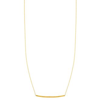 14 Karat Yellow Gold 17 Inch Diamond-Cut Curved Bar Necklace