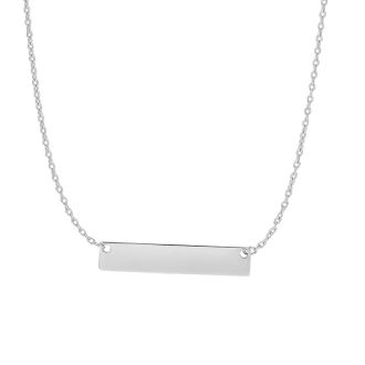 14 Karat White Gold 4.9mm 18 Inch Horizontal Bar Necklace