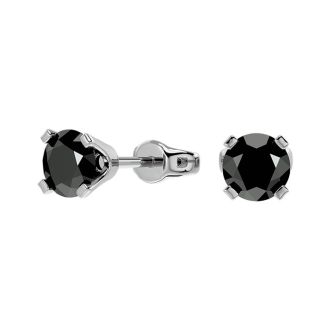 1 2ct Black Diamond Stud Earrings In White Gold