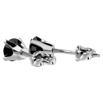 1 1/2ct Black Diamond Stud Earrings, 14k White Gold