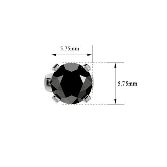 1 1/2ct Black Diamond Stud Earrings, 14k White Gold