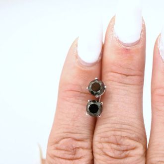 1 1/2ct Black Diamond Stud Earrings, 14k White Gold