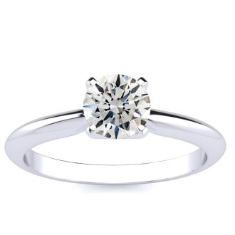 Round Engagement Rings, 3/4 Carat Diamond Engagement Ring Crafted In Platinum