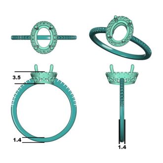 1 1/3 Carat Oval Shape Emerald and Halo Diamond Ring In 14 Karat White Gold