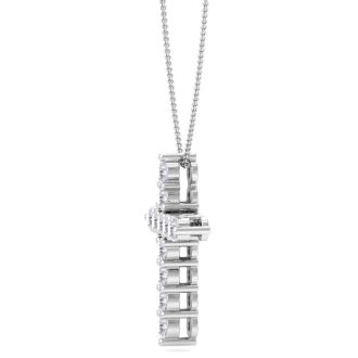 1/2 Carat Diamond Cross Necklace In 14 Karat White Gold, 18 Inches