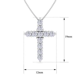 1/2 Carat Diamond Cross Necklace In 14 Karat White Gold, 18 Inches