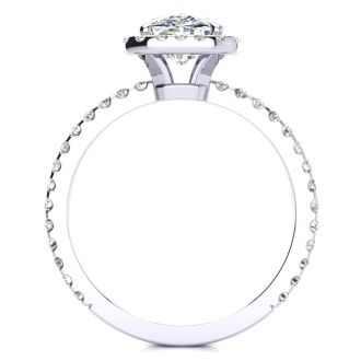 2 1/2 Carat Cushion Cut Halo Diamond Engagement Ring In 14 Karat White Gold