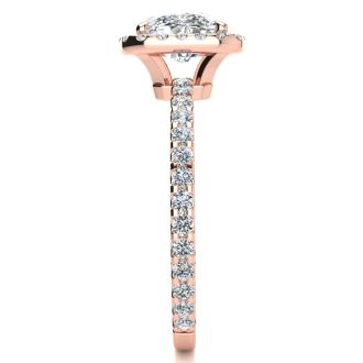 2 1/2 Carat Cushion Cut Halo Diamond Engagement Ring in 14 Karat Rose Gold