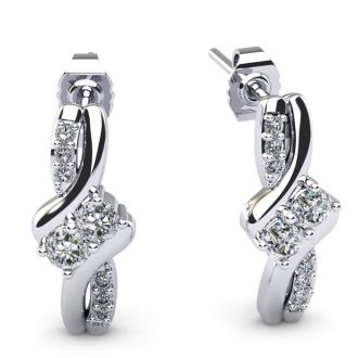 1/4 Carat Two Stone Diamond Knot Earrings In 14K White Gold