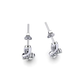 1/4 Carat Two Stone Diamond Knot Earrings In 14K White Gold