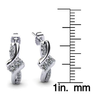 1/4 Carat Two Stone Diamond Knot Earrings In 14K White Gold