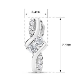 1/4 Carat Two Stone Diamond Knot Earrings In 14K White Gold