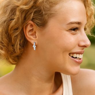 1/4 Carat Two Stone Diamond Knot Earrings In 14K White Gold