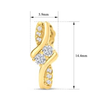 1/4 Carat Two Stone Diamond Knot Earrings In 14K Yellow Gold