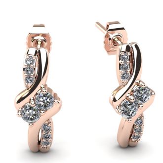 1/4 Carat Two Stone Diamond Knot Earrings In 14K Rose Gold