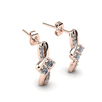 1/4 Carat Two Stone Diamond Knot Earrings In 14K Rose Gold