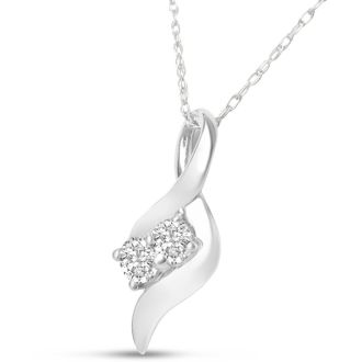 1/4 Carat Two Stone Two Diamond Intertwined Necklace In 14K White Gold