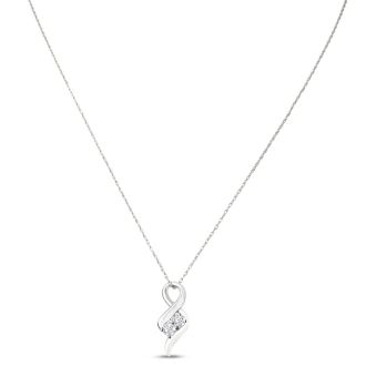 1/4 Carat Two Stone Two Diamond Intertwined Necklace In 14K White Gold