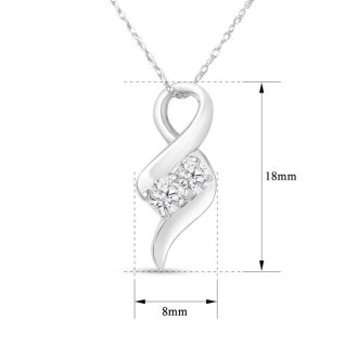 1/4 Carat Two Stone Two Diamond Intertwined Necklace In 14K White Gold