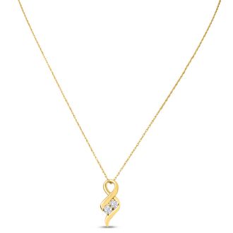 1/4 Carat Two Stone Two Diamond Intertwined Necklace In 14K Yellow Gold