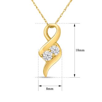 1/4 Carat Two Stone Two Diamond Intertwined Necklace In 14K Yellow Gold