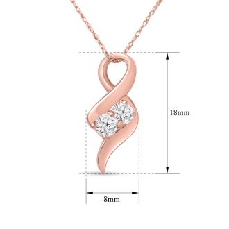 1/4 Carat Two Stone Two Diamond Intertwined Necklace In 14K Rose Gold