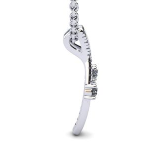 1/3 Carat Two Stone Two Diamond Curve Necklace In 14K White Gold