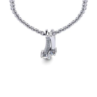 1/3 Carat Two Stone Two Diamond Curve Necklace In 14K White Gold