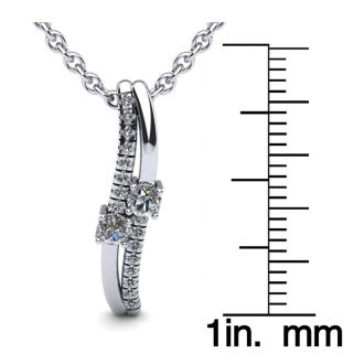 1/3 Carat Two Stone Two Diamond Curve Necklace In 14K White Gold