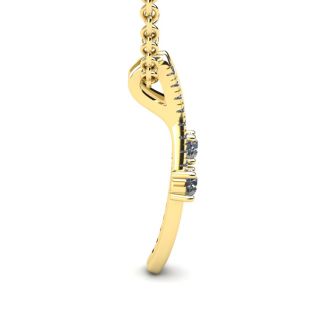 1/3 Carat Two Stone Two Diamond Curve Necklace In 14K Yellow Gold