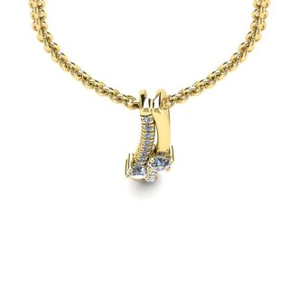 1/3 Carat Two Stone Two Diamond Curve Necklace In 14K Yellow Gold